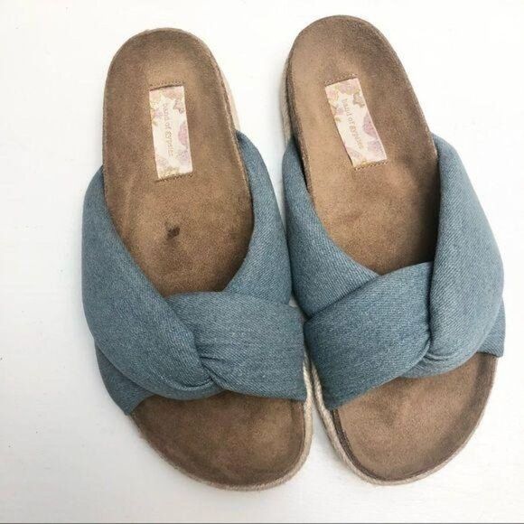 BAND OF GYPSIES Move Over Slide Sandal Denim Blue US7 NWOT - Picture 2 of 5